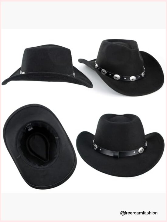 Classic Cowboy Hat with Buckle Belt Adjustable Strap main image 5